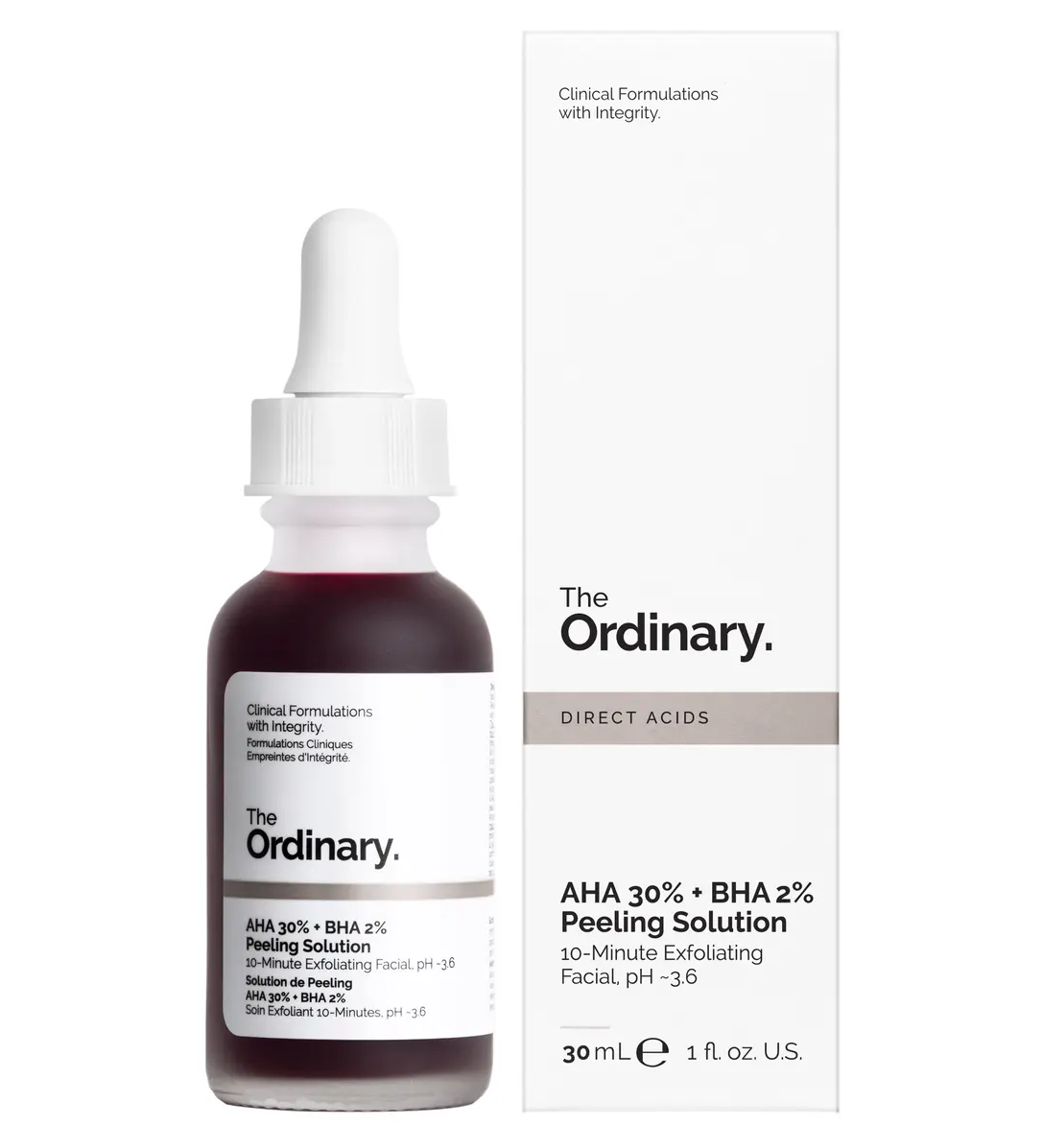 The Ordinary AHA 30% + BHA 2% Peeling Solution - Soin Exfoliant ...
